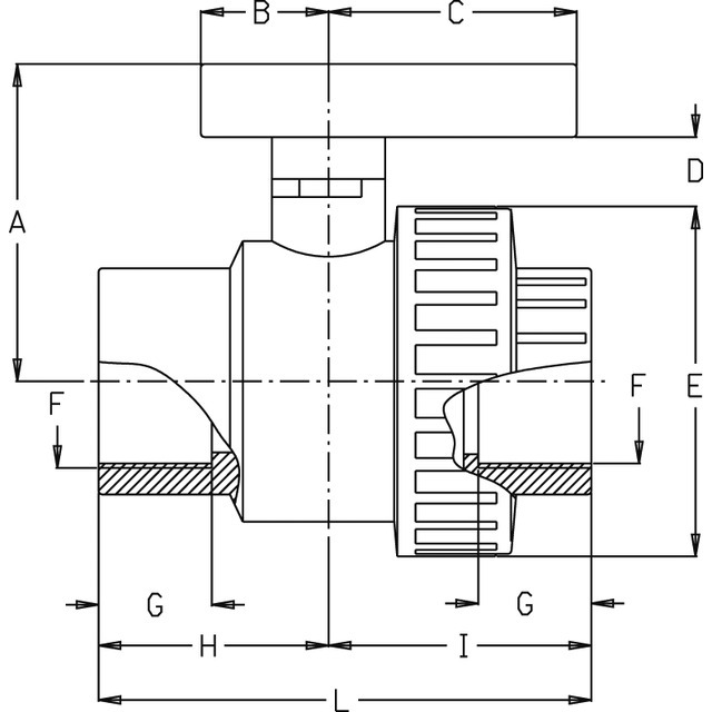 Vanne à Bille en PP GAZ 1/2" Ff-ll référence fournisseur 30562045
